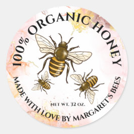 Adesivo Redondo Honey Jar Labels Honeybee Honeycomb Bebê