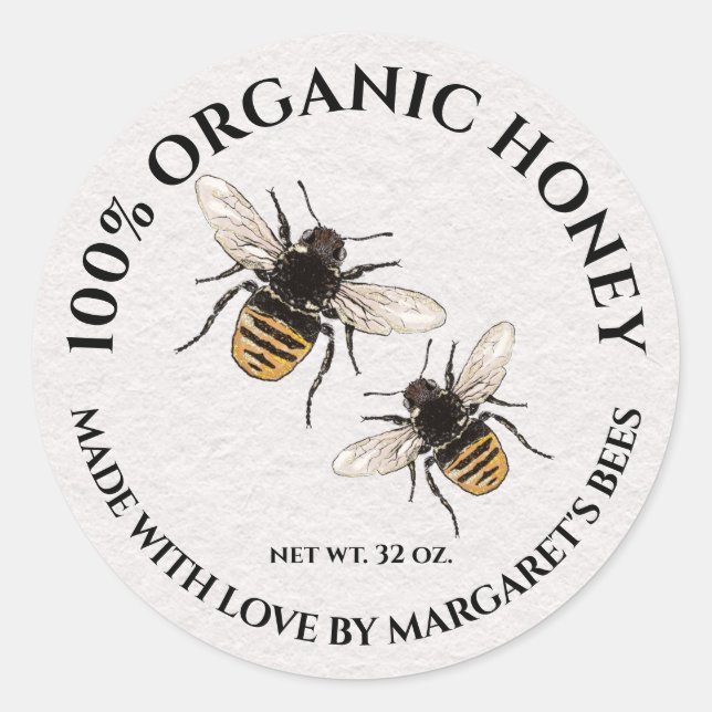 Adesivo Redondo Honey Jar Labels Honeybee Honeycomb Bebê (Frente)