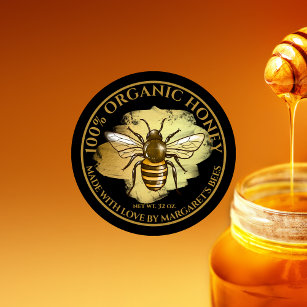 Adesivo Redondo Honey Jar Labels Honeybee Honeycomb Bebê