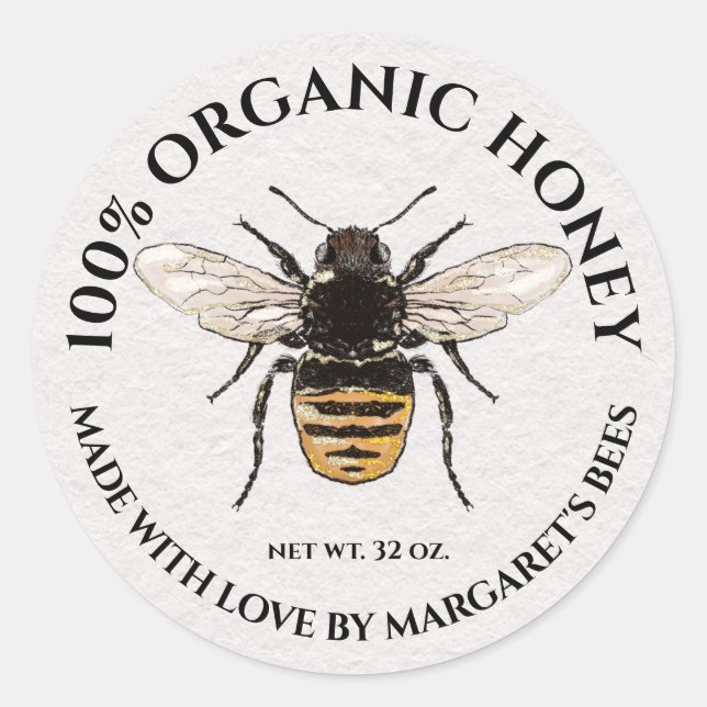 Adesivo Redondo Honey Jar Labels Honeybee Honeycomb Bebê (Frente)