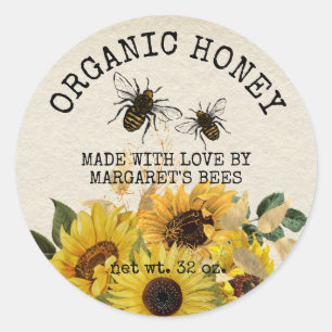 Adesivo Redondo Honey Jar Labels Honeybee Honeycomb Bee Apiary