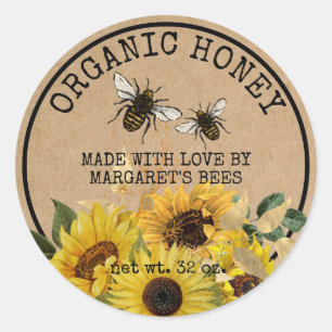 Adesivo Redondo Honey Jar Labels Honeybee Honeycomb Bee Apiary