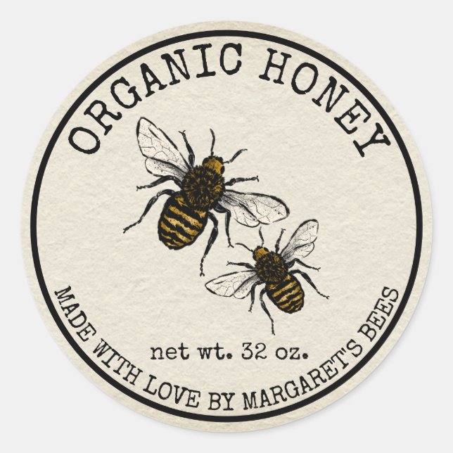 Adesivo Redondo Honey Jar Labels Honeybee Honeycomb Bee Apiary (Frente)