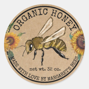 Adesivo Redondo Honey Jar Labels Honeybee Honeycomb Bee Apiary