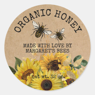 Adesivo Redondo Honey Jar Labels Honeybee Honeycomb Bee Apiary