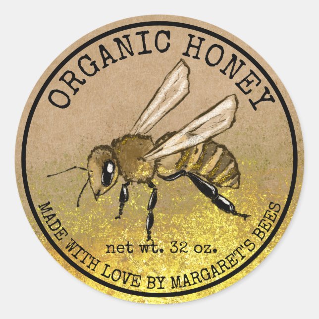 Adesivo Redondo Honey Jar Labels Honeybee Honeycomb Bee Apiary (Frente)