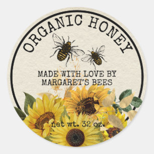 Adesivo Redondo Honey Jar Labels Honeybee Honeycomb Bee Apiary