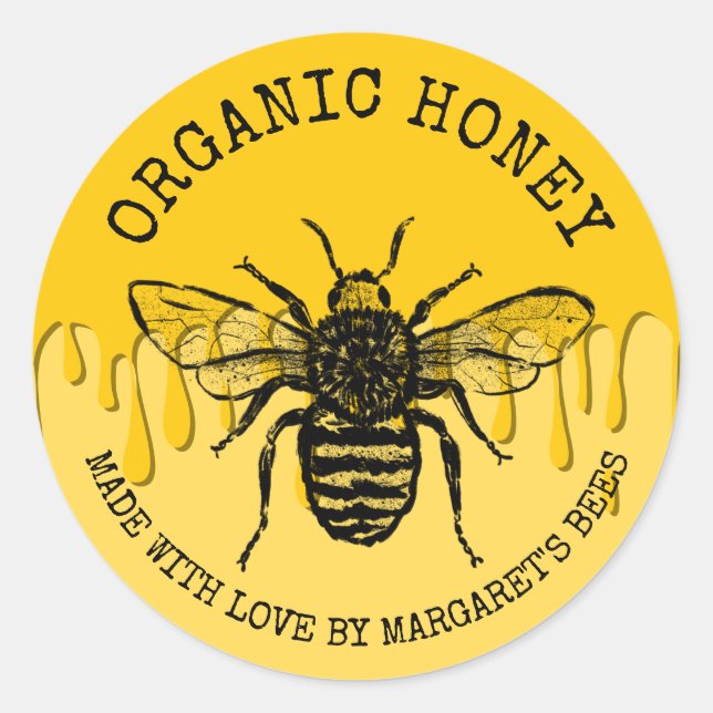 Adesivo Redondo Honey Jar Labels Honeybee Honeycomb Bee Apiary (Frente)