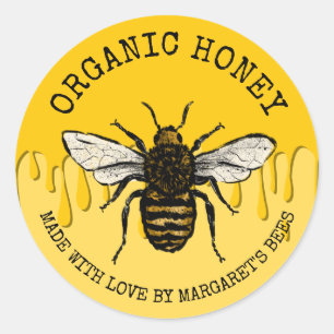 Adesivo Redondo Honey Jar Labels Honeybee Honeycomb Bee Apiary