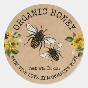 Adesivo Redondo Honey Jar Labels Honeybee Honeycomb Bee Apiary