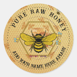Adesivo Redondo Honey Jar Stickers | Bee & Honeycomb Apiary Labels