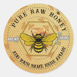 Adesivo Redondo Honey Jar Stickers | Bee & Honeycomb Apiary Labels