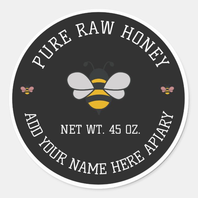 Adesivo Redondo Honey Jar Stickers | Bee & Honeycomb Apiary Labels (Frente)
