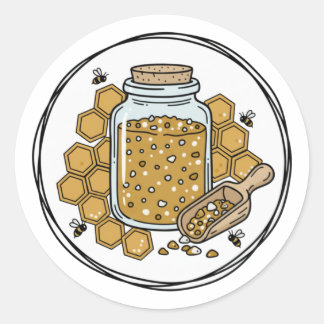 Adesivo Redondo Honey Sugar Scrub Label Illustration | Honeycomb 