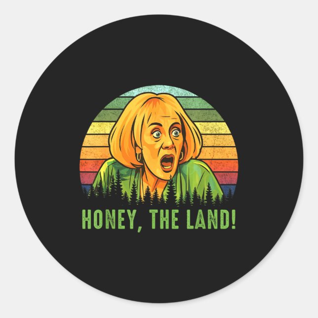 Adesivo Redondo Honey The Land Funny Retro Sunset Forest  (Frente)