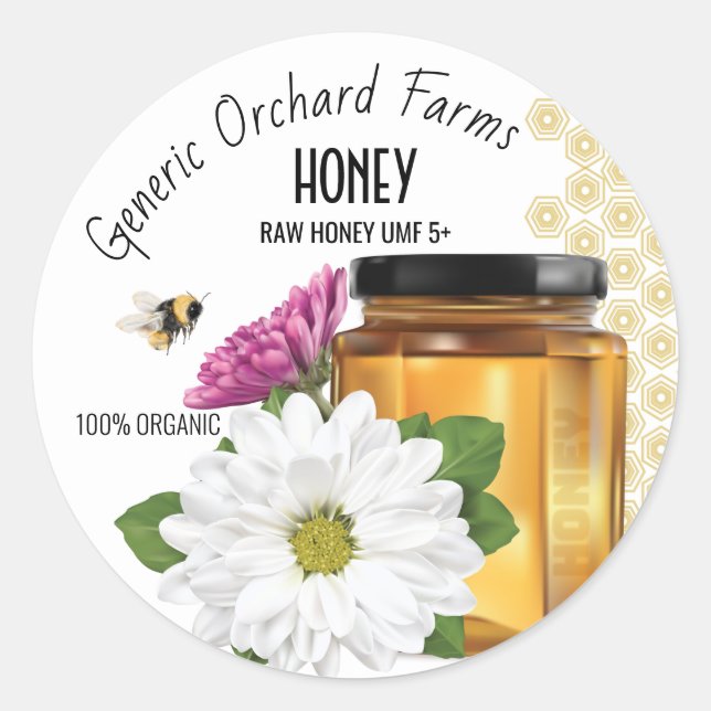Adesivo Redondo Honeybee Honey Jar (Frente)