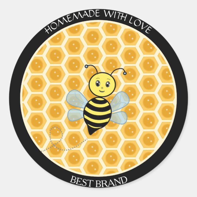 Adesivo Redondo Honeybee Jar Label & Honeycomb Homemade (Frente)