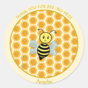 Adesivo Redondo Honeybee Jar Label & Honeycomb Obrigado