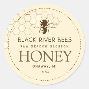 Adesivo Redondo Honeycomb e Bebê Raw Honey Honey Honey Honey Labe
