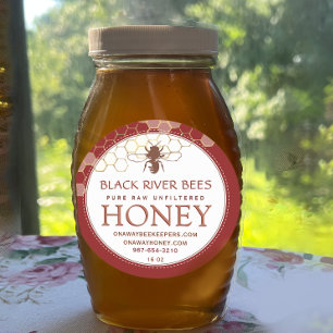 Adesivo Redondo Honeycomb e Bebê Raw Honey Honey Honey Label Terra