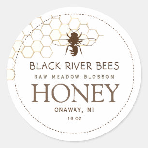 Adesivo Redondo Honeycomb e Bebê Raw Mel Branco