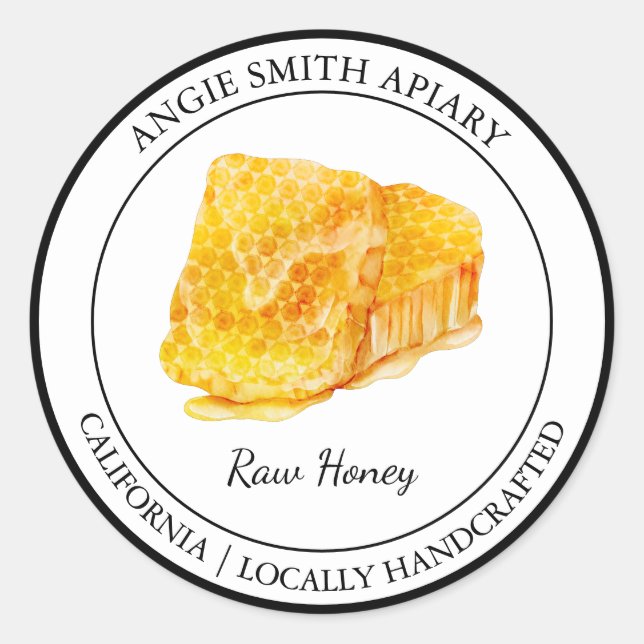 Adesivo Redondo Honeycomb Organic Honey Modern label (Frente)