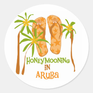 Adesivo Redondo Honeymooning em Aruba