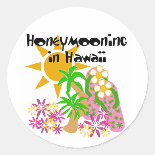 Adesivo Redondo Honeymooning em Havaí