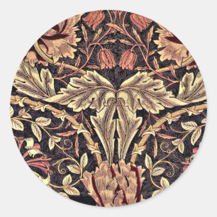 Adesivo Redondo Honeysuckle, um design de colheita William Morris,