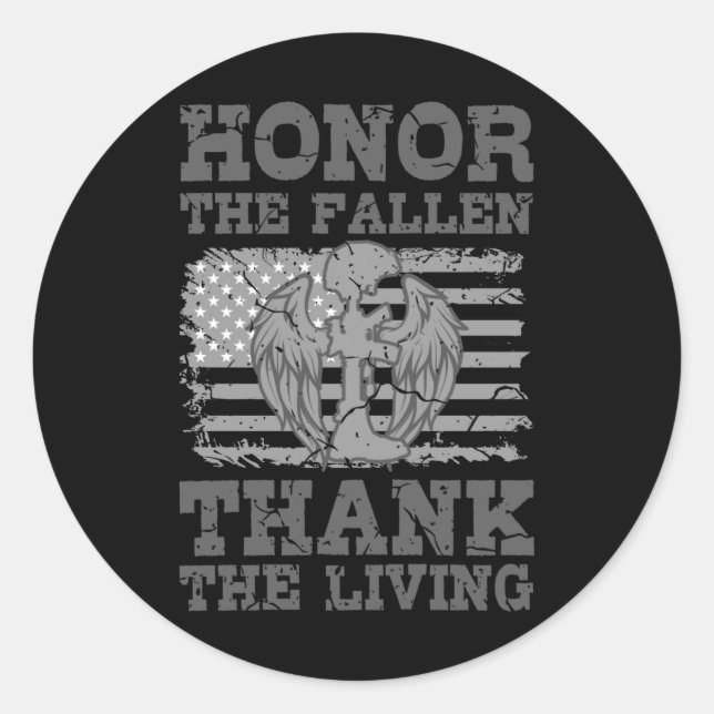 Adesivo Redondo HONRA O FALLEN American Veteran Gift Veterans (Frente)