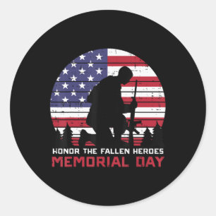 Adesivo Redondo Honra O Memorial Fallen Heroes Dia dos EUA Bandeir