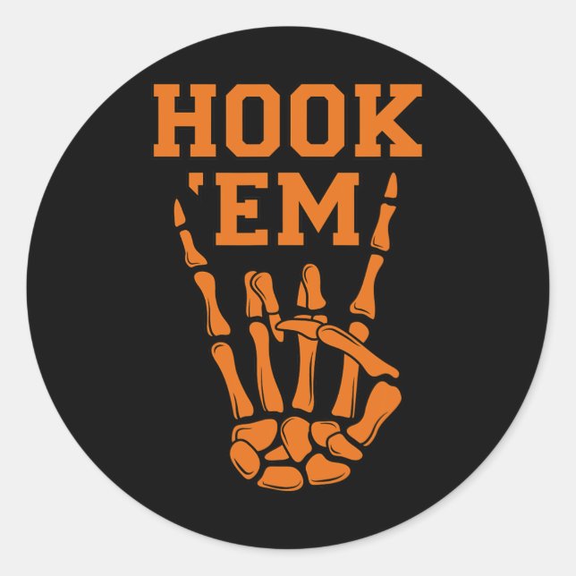 Adesivo Redondo Hook em Skeleton Horns Halloween (Frente)