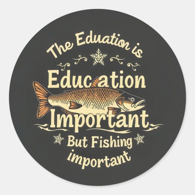 Adesivo Redondo Hooked on Learning: Fishing vs. Education (Frente)
