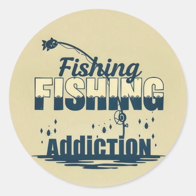 Adesivo Redondo Hooked on the Passion: Fishing Addiction Design (Frente)