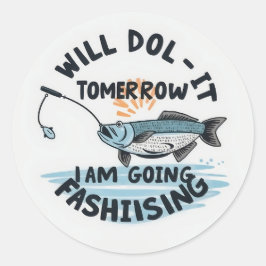 Adesivo Redondo Hooked on Tomorrow: A Whimsical Fishing Adventure"