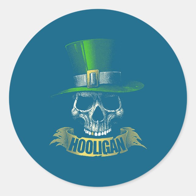 Adesivo Redondo Hooligan Skull Funny Iri-shirt  (Frente)