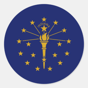 Adesivo Redondo Hoosier Flag, Bandeira de Indiana