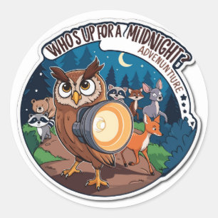 Adesivo Redondo Hoot Hike - Vinheta Nocturna do Trek Natural