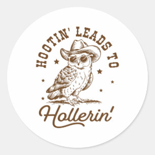 Adesivo Redondo Hootin Leva Hollerin Owl Cowboy