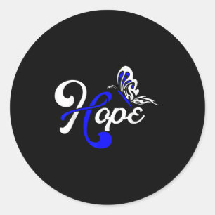 Adesivo Redondo Hope Butterfly Blue Fbon Colon Cancer Support Su