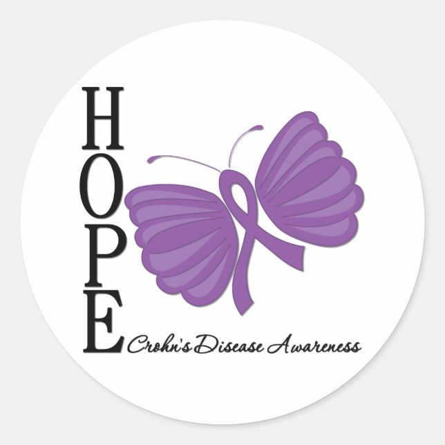 Adesivo Redondo Hope Butterfly Crohn's Disease (Frente)