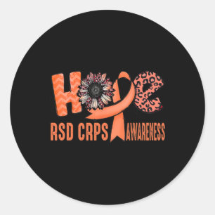 Adesivo Redondo Hope Orange Ribbon Lepard Sunflower Rsd Crps Awar