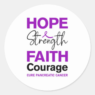 Adesivo Redondo Hope Strength Faith Cure Purple Pancreatic Cancer