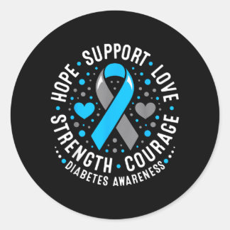 Adesivo Redondo Hope Support Love Blue Ribbon Diabetes Awareness