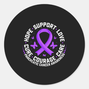 Adesivo Redondo Hope Support Love Purple Ribbon Câncer de pâncreas
