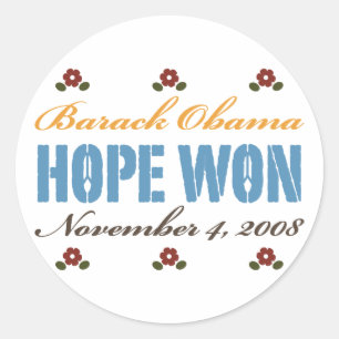 Adesivo Redondo Hope Won Obama Sticker