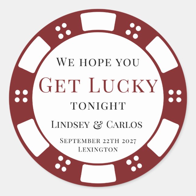 Adesivo Redondo Hope You Get Lucky Wedding Poker Chip (Frente)