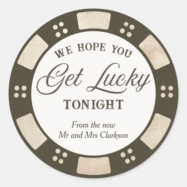 Adesivo Redondo Hope You Get Lucky Wedding Rustic Poker (Frente)