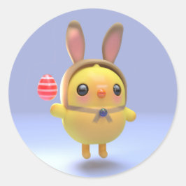 Adesivo Redondo Hoppy Chickling- Easter chicklet with bunny hat
