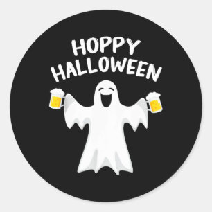 Adesivo Redondo Hoppy Halloween Diversão Halloween Ghost Beer Beer
